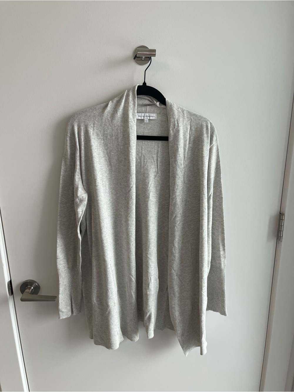 White + Warren Light Gray Open-Front Women’s Cardigan Sweater